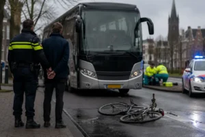 Fietser raakt gewond bij aanrijding met touringcar, chauffeur aangehouden